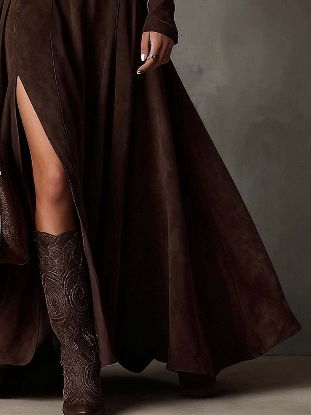 Long Stylish Dress With A BeltEuropean And American Fashion