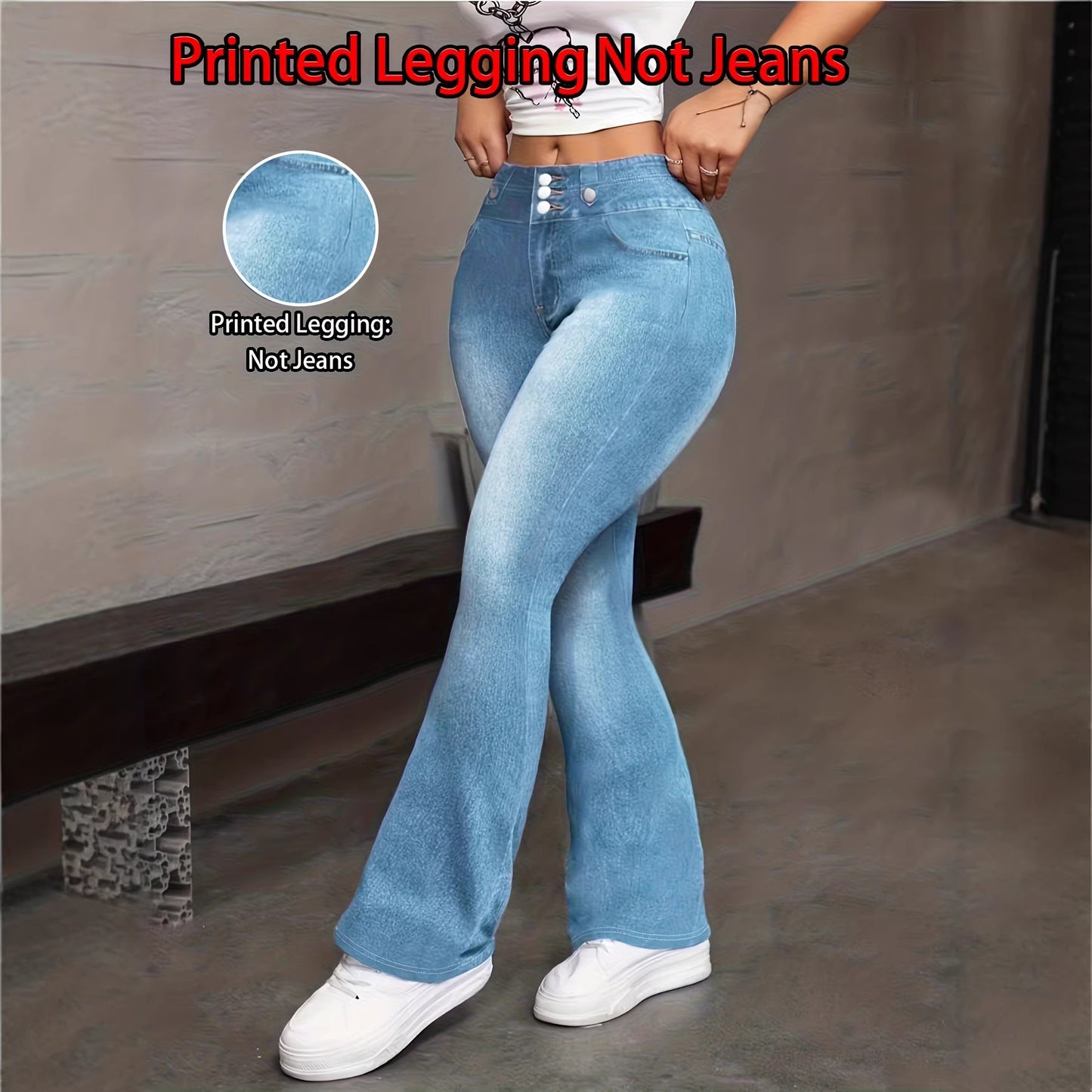 Stylish Womens Faux Denim With Butterfly Print