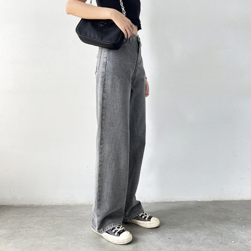 Vintage Casual Gray High Rise Straight Leg Jeans