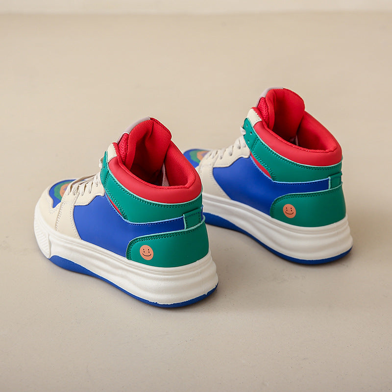 High Top White Shoes Women's Thick Bottom Casual Sports Skate Shoes