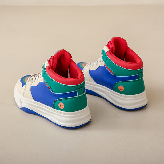 High Top White Shoes Women's Thick Bottom Casual Sports Skate Shoes