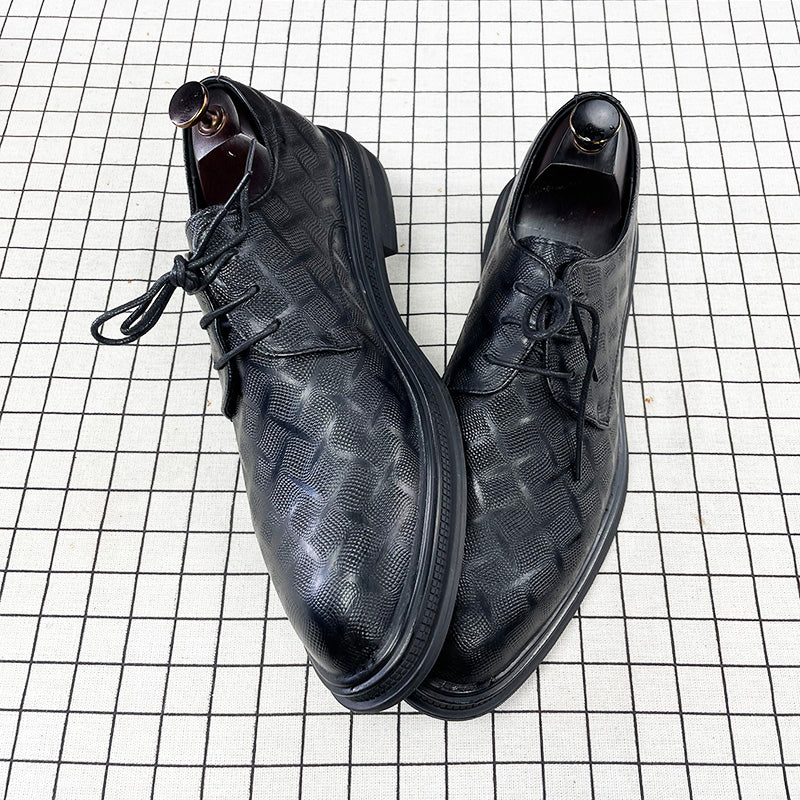 Men's Korean Style Black Leather Shoes  Business Formal Suit