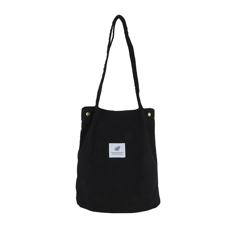 Artistic Corduroy Single-shoulder Bucket Bag
