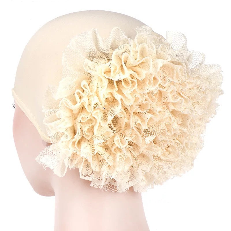 Large Flower Solid Color Lace Plate Flower Hat