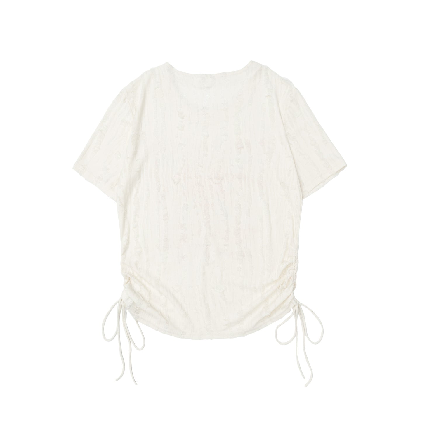 Butterfly Embroidered Korean Drawstring Half Sleeve Top