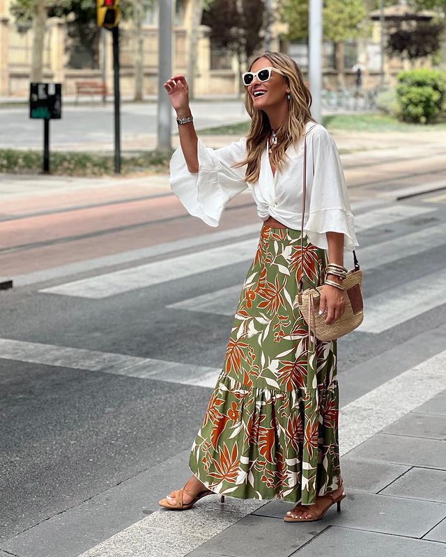 Female Print Holiday Casual Skirt
