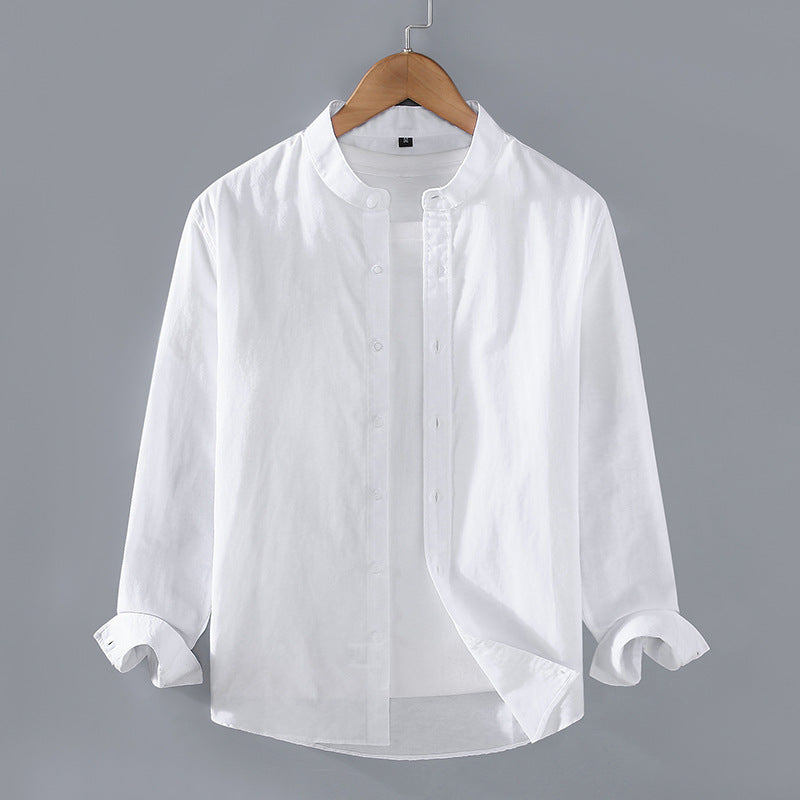 Spring And Autumn Thin Stand-up Collar Long-sleeved Men's Shirt