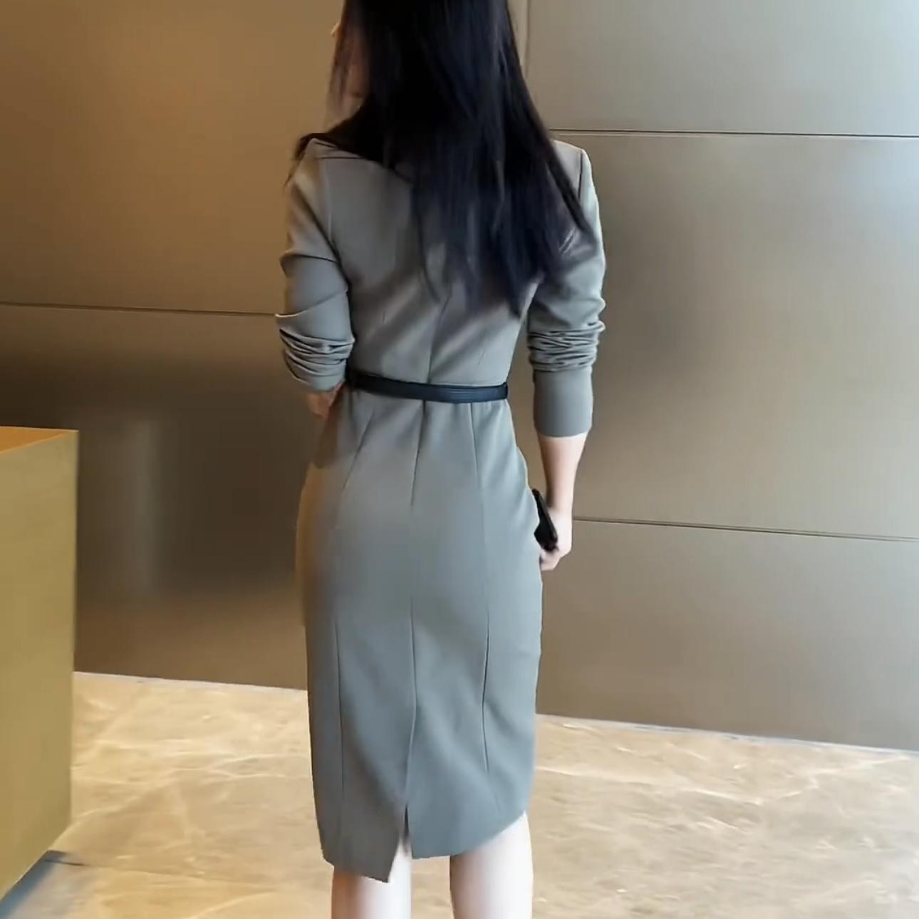 Womens French Style Formal Gray Dress