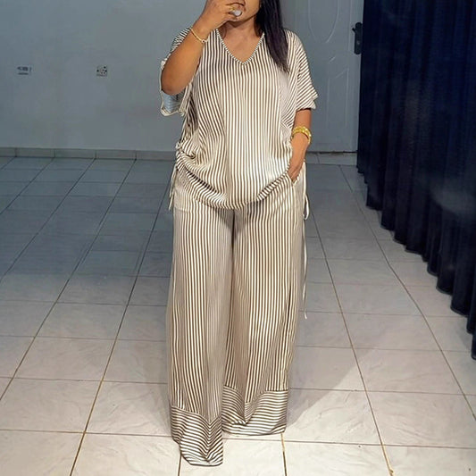 Straight Plus Size Set With Drawstring On Both Sides