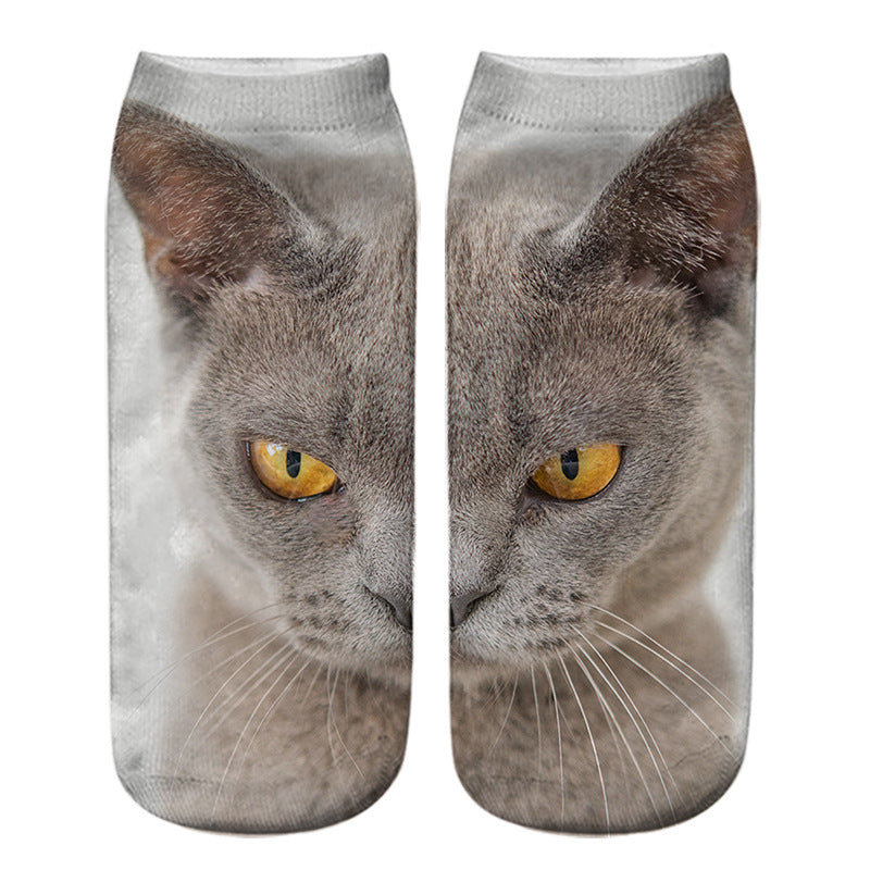 Cat Eye 3D Printing Heat Transfer Short Socks