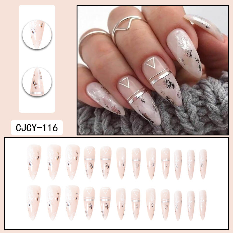 Wear Nail Long Pointed Nail Blooming Gradient Electroplating Nail Patch
