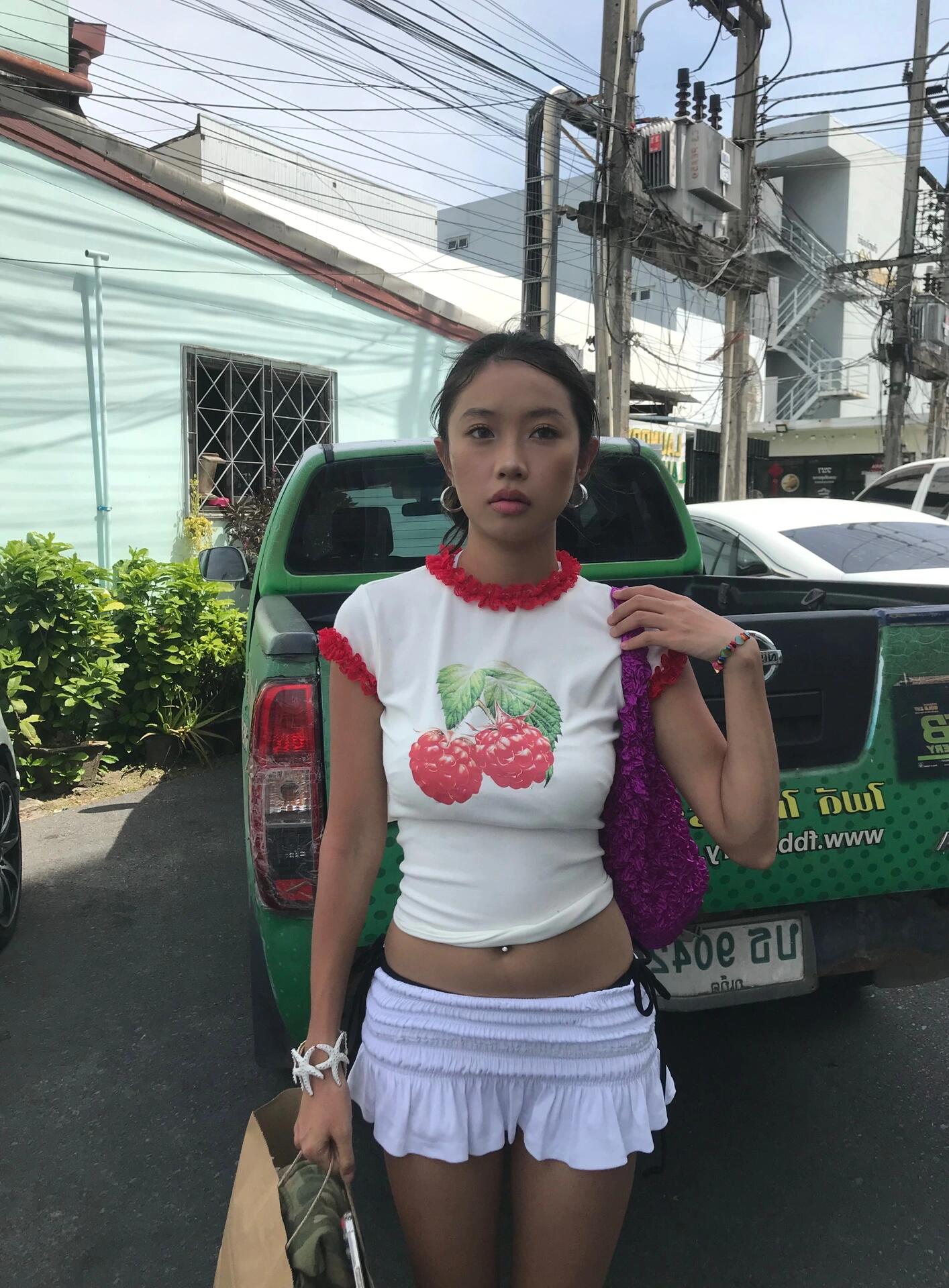 Slim Fit Patchwork Slimming Cotton Hot Girl Short Sleeve