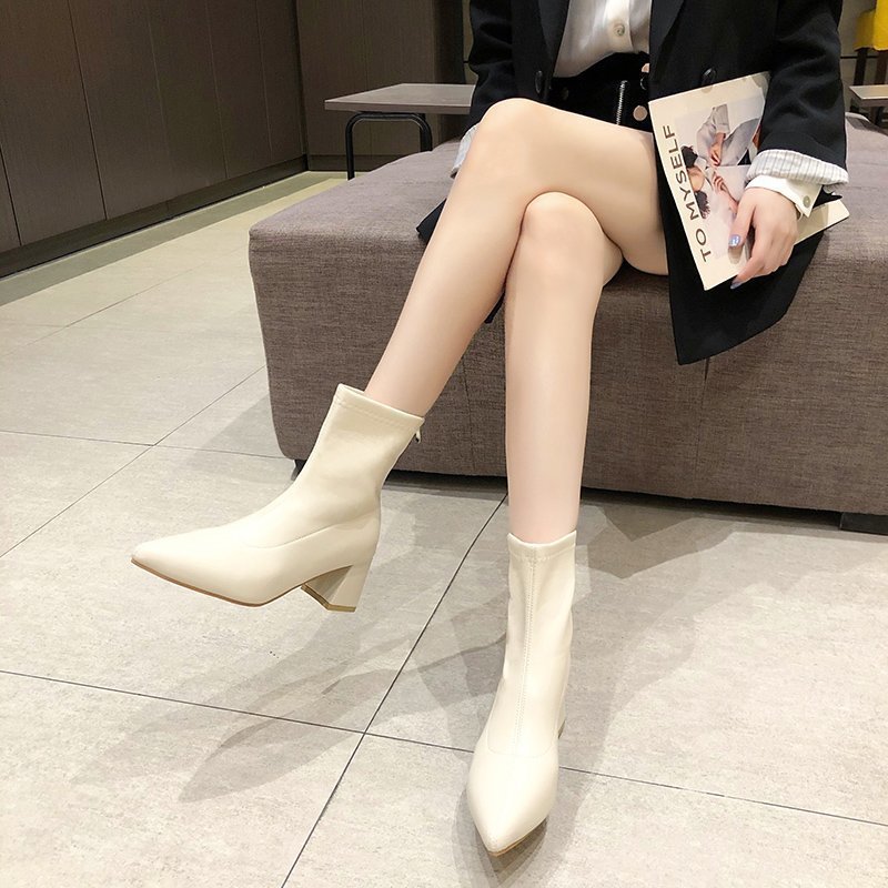 Elastic Short Women Fashion Thin And Thin High-heeled Martin Boots