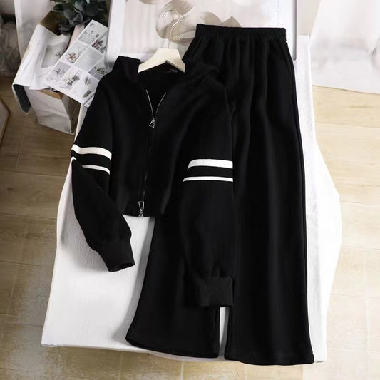 Vaffelstrikket Cardigan Med Hætte Og Sweatshirt Sæt Til Kvinder