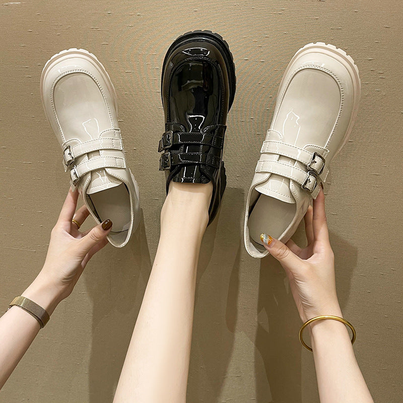 Women's High-heeled British Style Leather Shoes