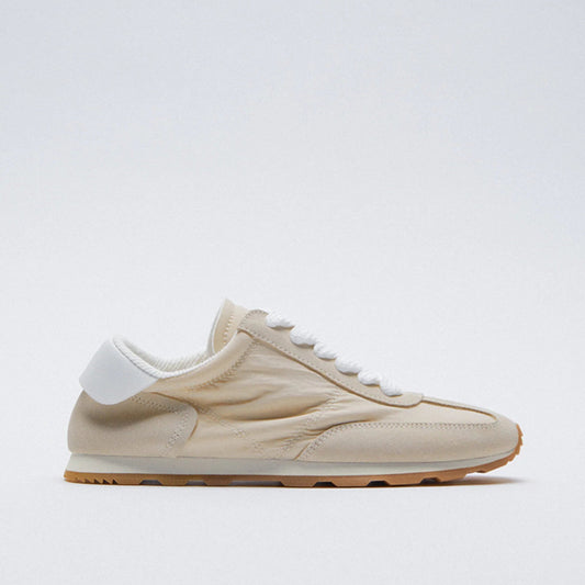 New Dad Shoes Beige Stitching Soft Retro