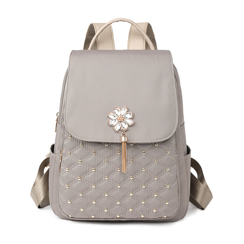 Korean Style Women's Nylon Backpack Fashion Embroidery Thread