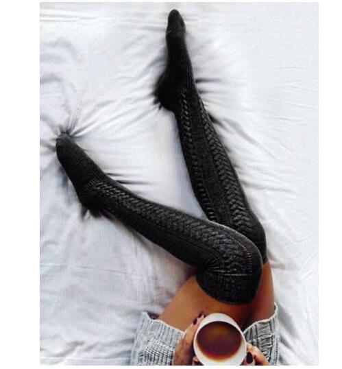 Pure Color Long Tube Over The Knee Pile Pile Socks