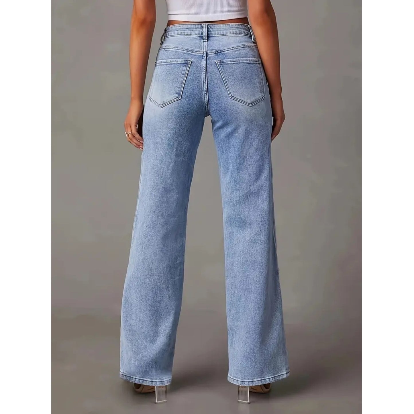 Straight-leg Stretch Jeans In Soft Blue Denim