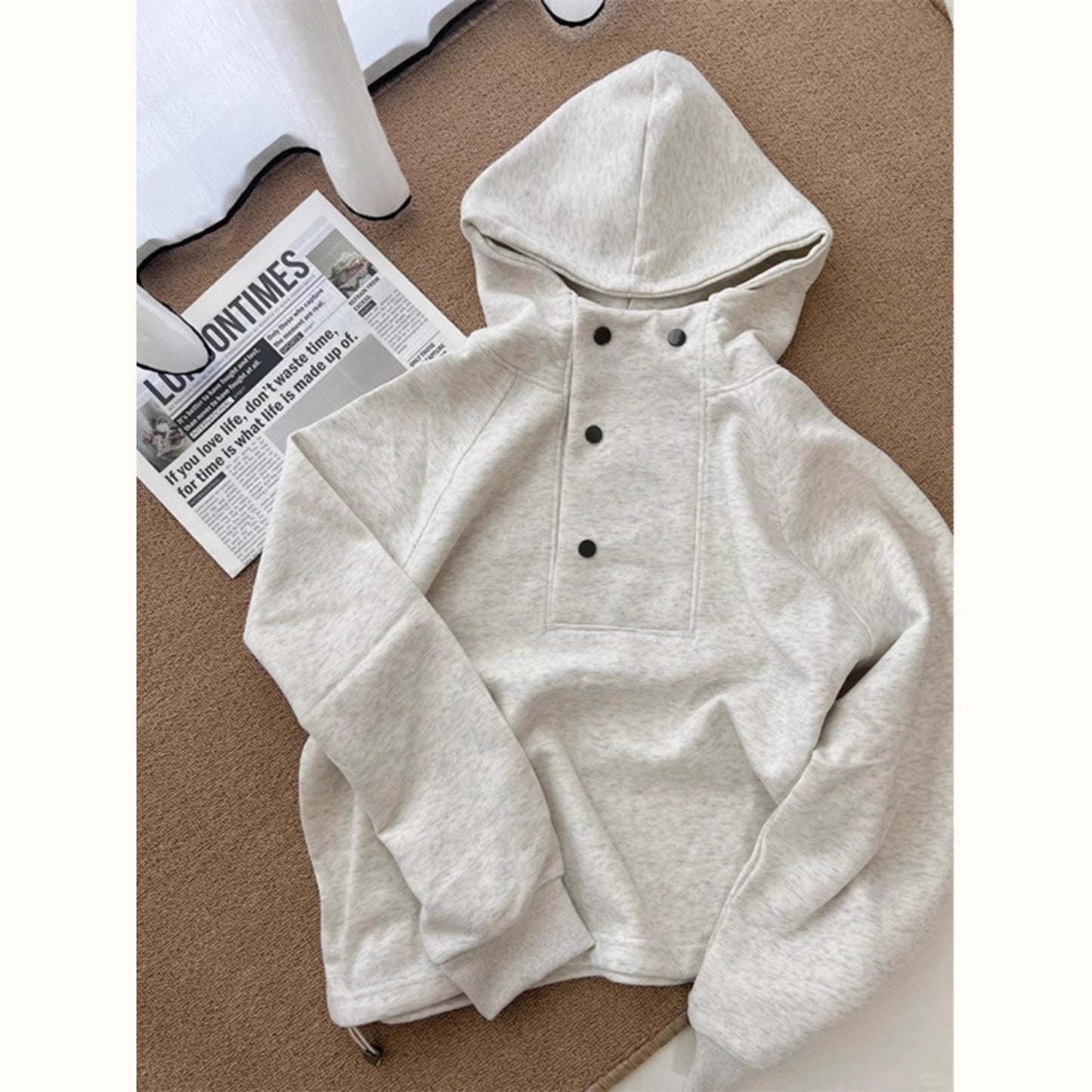 Loose Casual Solid Color Hooded Sweatshirt Women's Autumn And Winter
