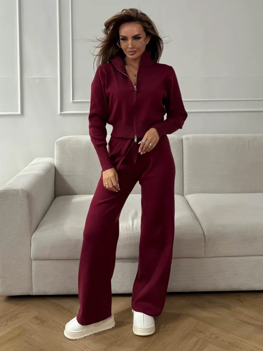 Temperament Commute Zipper Knitting Suit