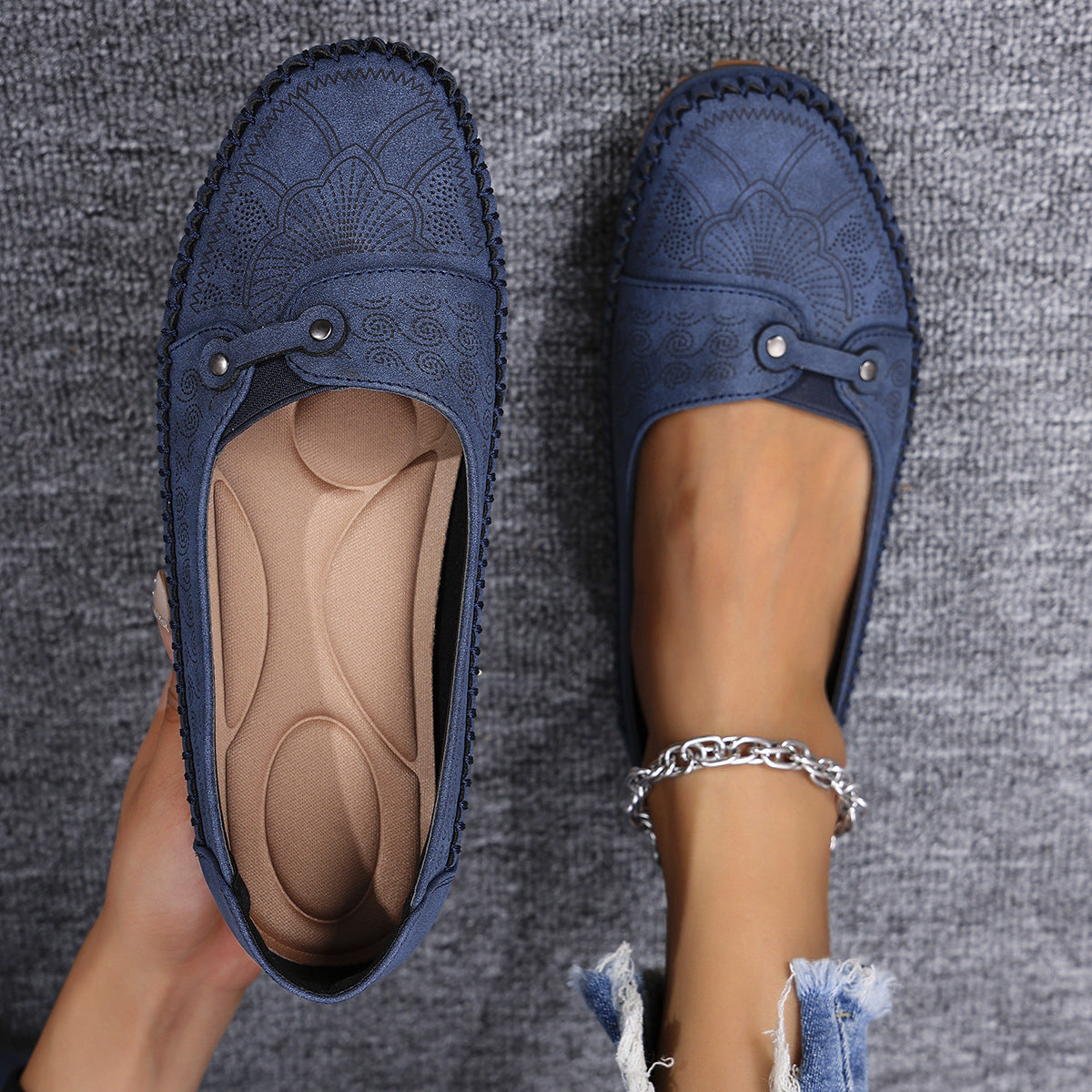 Womens Retro-Style Flat Loafers Shoes