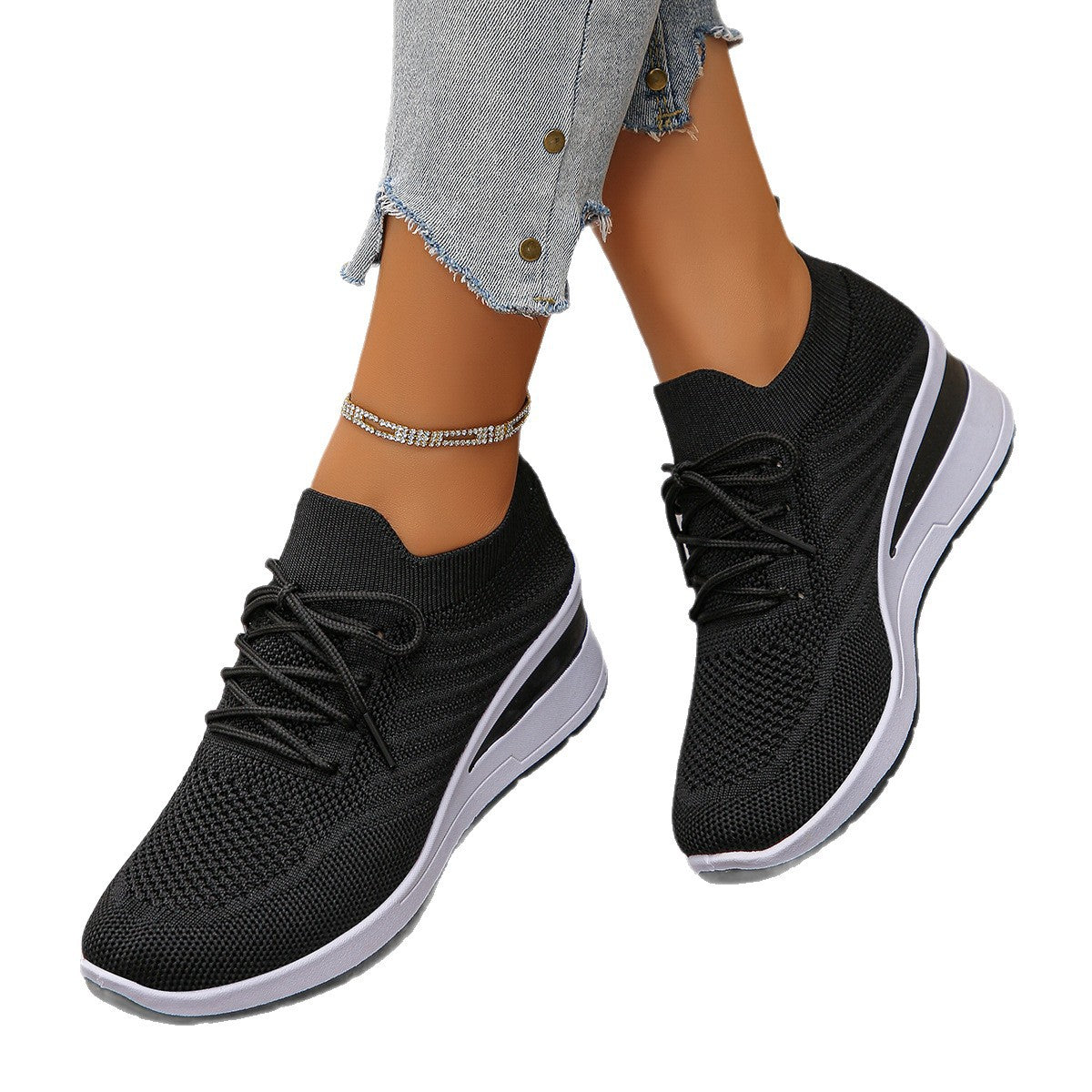Knitted Breathable Multi-colored Slip-on Casual All-match Flyknit Sneakers
