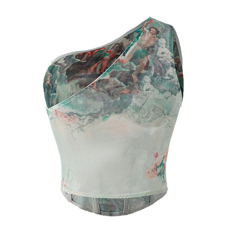 Fitted Three-dimensional Underwire Camisole With A Print