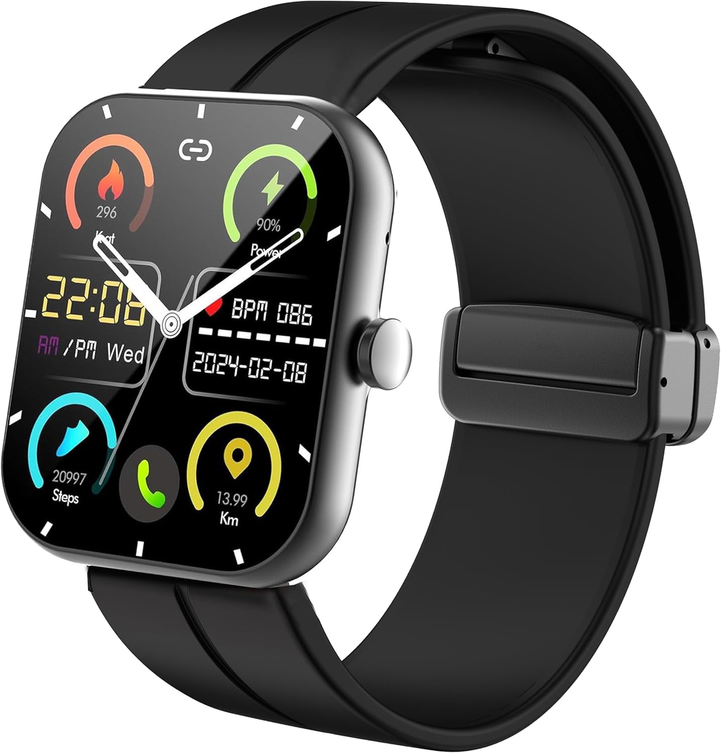 Compatible Wit Zakotu Smart Watch Band, 22Mm Soft Silicone Magnetic Buckle Sport Wristband Replacement Straps Compatible for Zakotu Y66 1.96 Inches Smart Watch (22Mm Size Band, Blue)