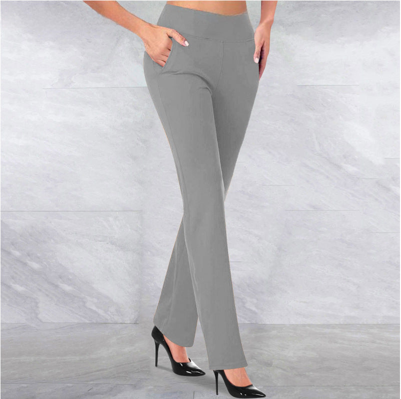 Women's Spring And Autumn New Casual High Waist Slimming Horseshoe Pants