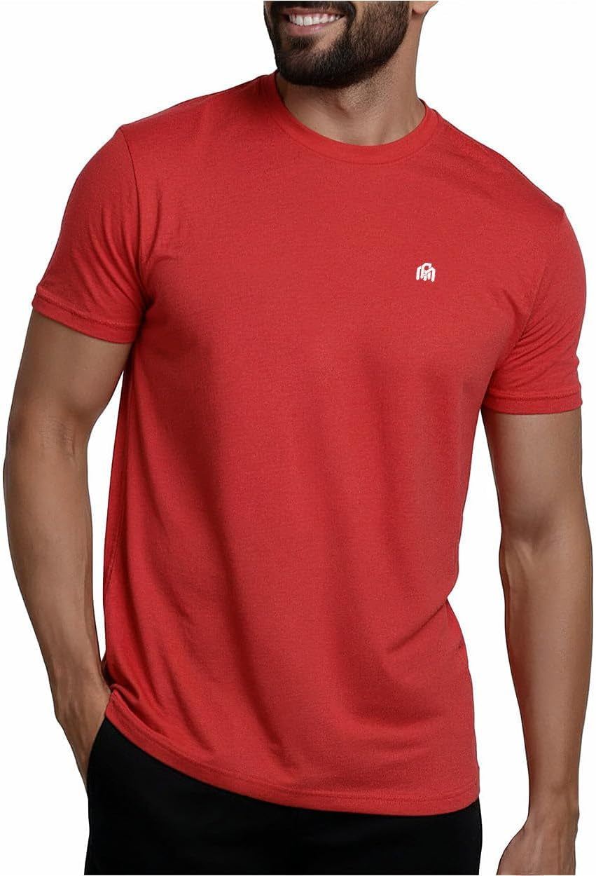 Mens T Shirt with Logo - Short Sleeve Crew Neck Soft Fitted Tees S - 4XL Fresh Classic Basic Tshirts