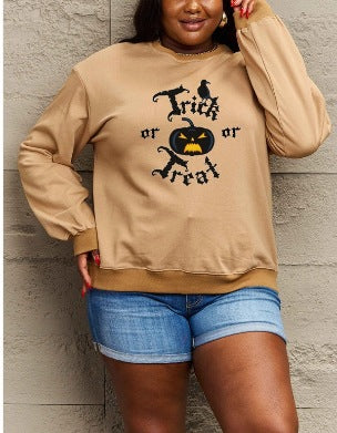 Women's Printed Long Sleeve Loose Sweatshirt Round Neck