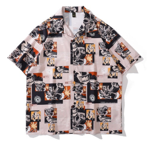 High Street Retro Dark Design Short Sleeve Shirt