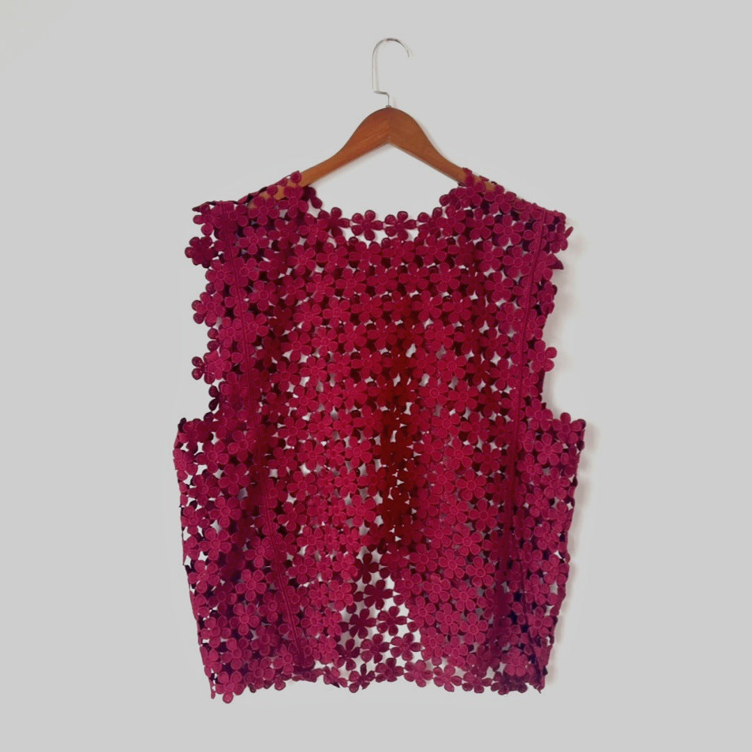 Vest Western Style Top Small Hollow Crocheted Lace Vest