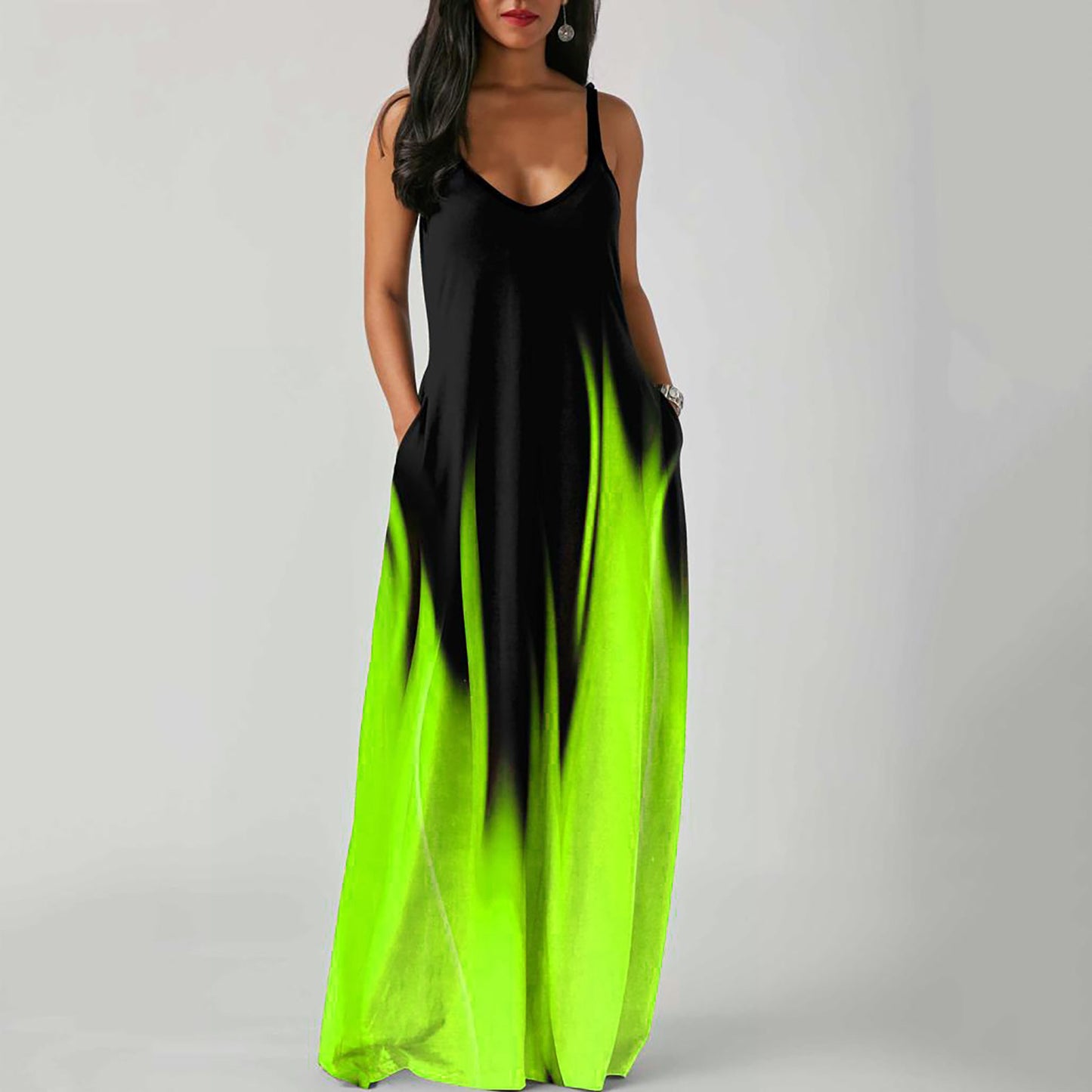 Strap-style Pocket-printed Dress