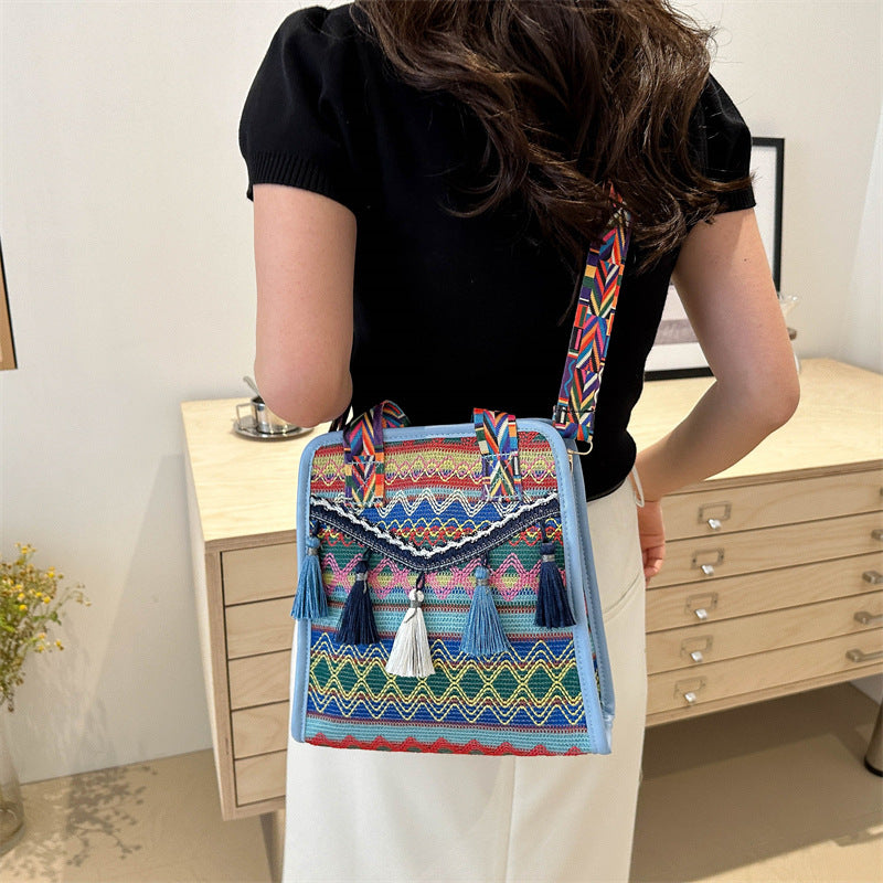 Tasker Dame Crossbody Etnisk Scenisk Område Vævet Spand