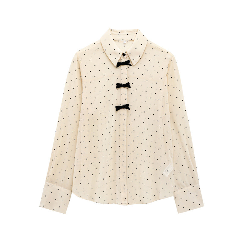 Fashion Women Bowknot Decoration Loose Casual Shirt