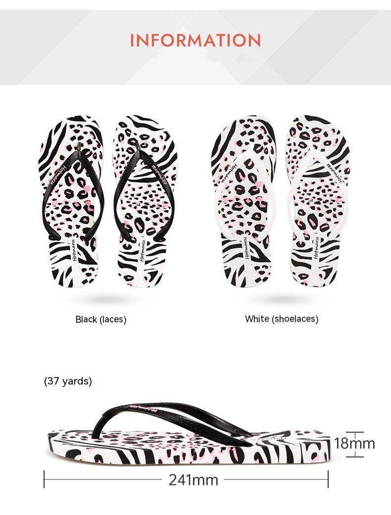 Women's Leopard Flip Flops Non-slip Slippers Summer Flip-flops Women