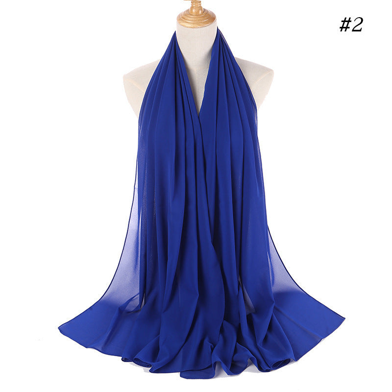 Women's Simple And Versatile Solid Color Pearl Chiffon Scarf