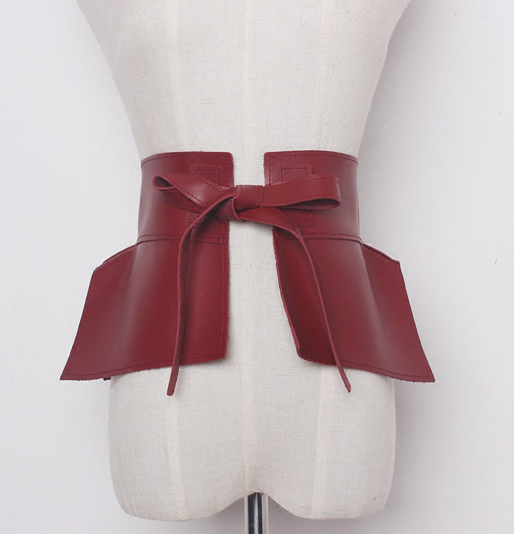 New European Style Fashion All-match Super Wide Bow Tie Belt Women's Wide Girdle