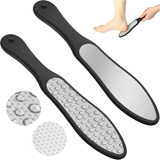 Hornhautentferner, Hornhautfeile, Hornhauthobel, Doppelseitig Edelstahl Fußfeile Hornhautraspel Für Fußpflege, Hornhaut Entfernen Fuß Und Verschrumpelte Haut Hornhaut - Schwarz