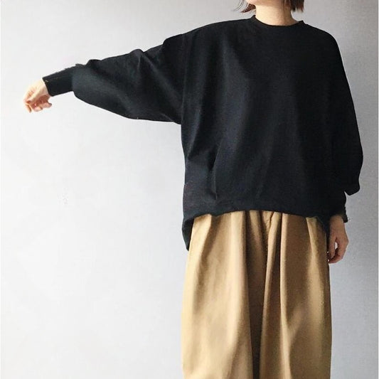 Lantern Sleeve Loose Round Neck Sweater Loose Wide Leg Pants Two-piece Set