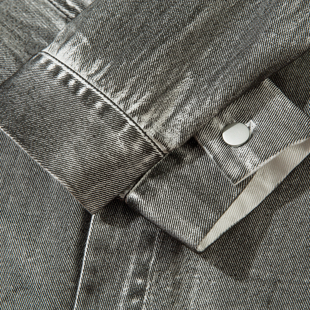 Heavy Industry Distressed Dirty Denim Shirt For Men