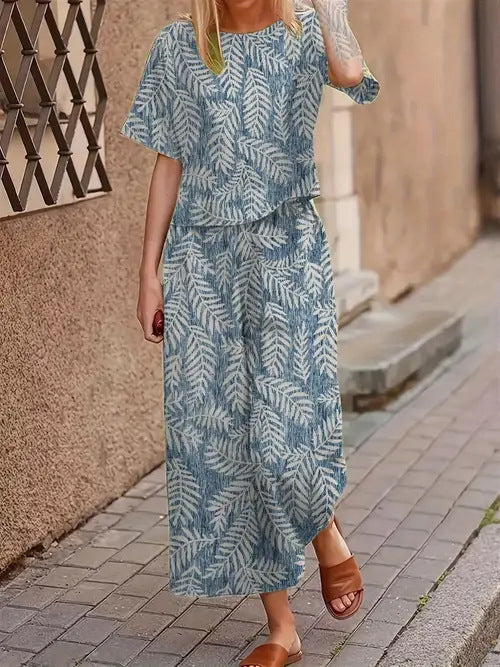 Casual Fashionable Loose-fitting Short-sleeve Crew-neck T-shirt And Pants Set