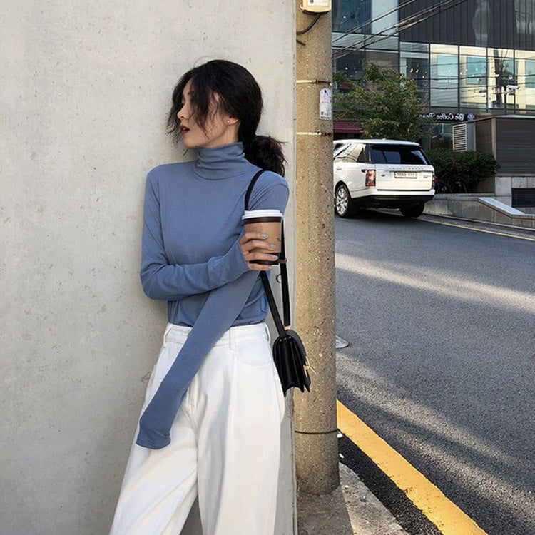 Dame Efterårs- Og Vintermode Trendy Koreansk Stil Underdelsskjorte