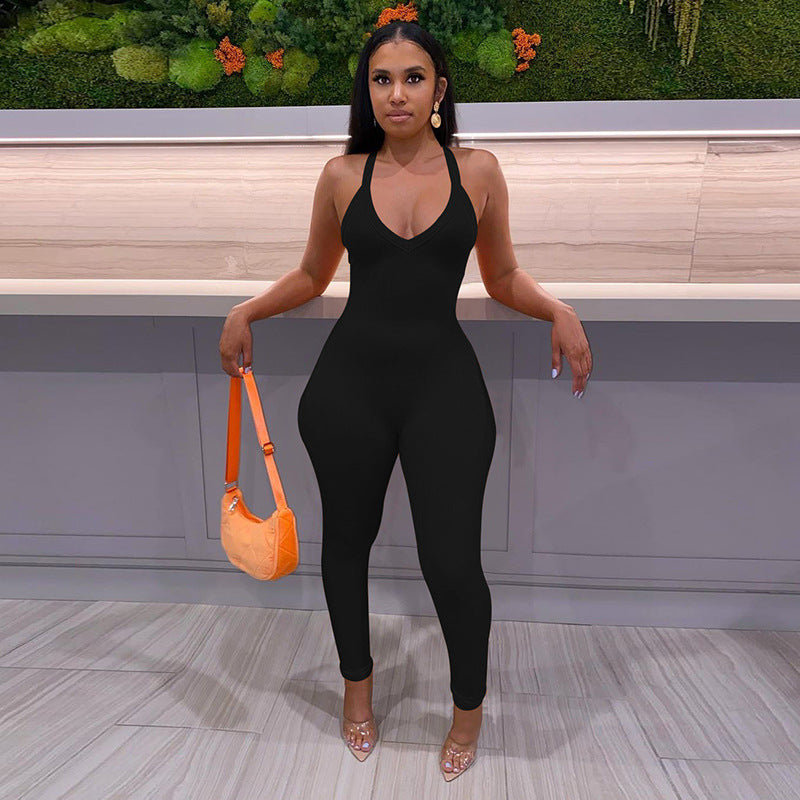 Low-cut Sling Slim High Waist Hip Lift Sports One Piece Pants