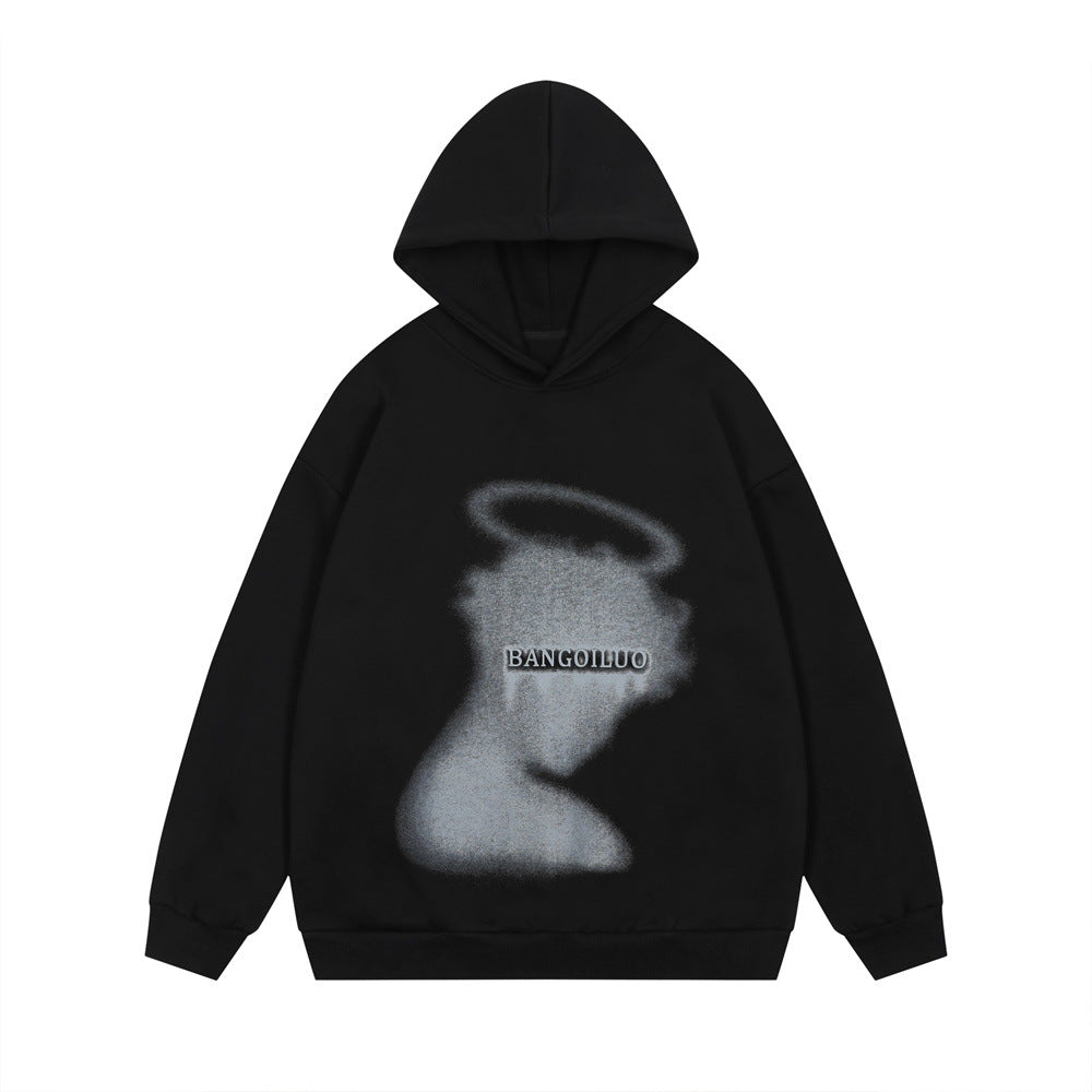 Dark High Street Shadow Printed Hoodie Loose Casual
