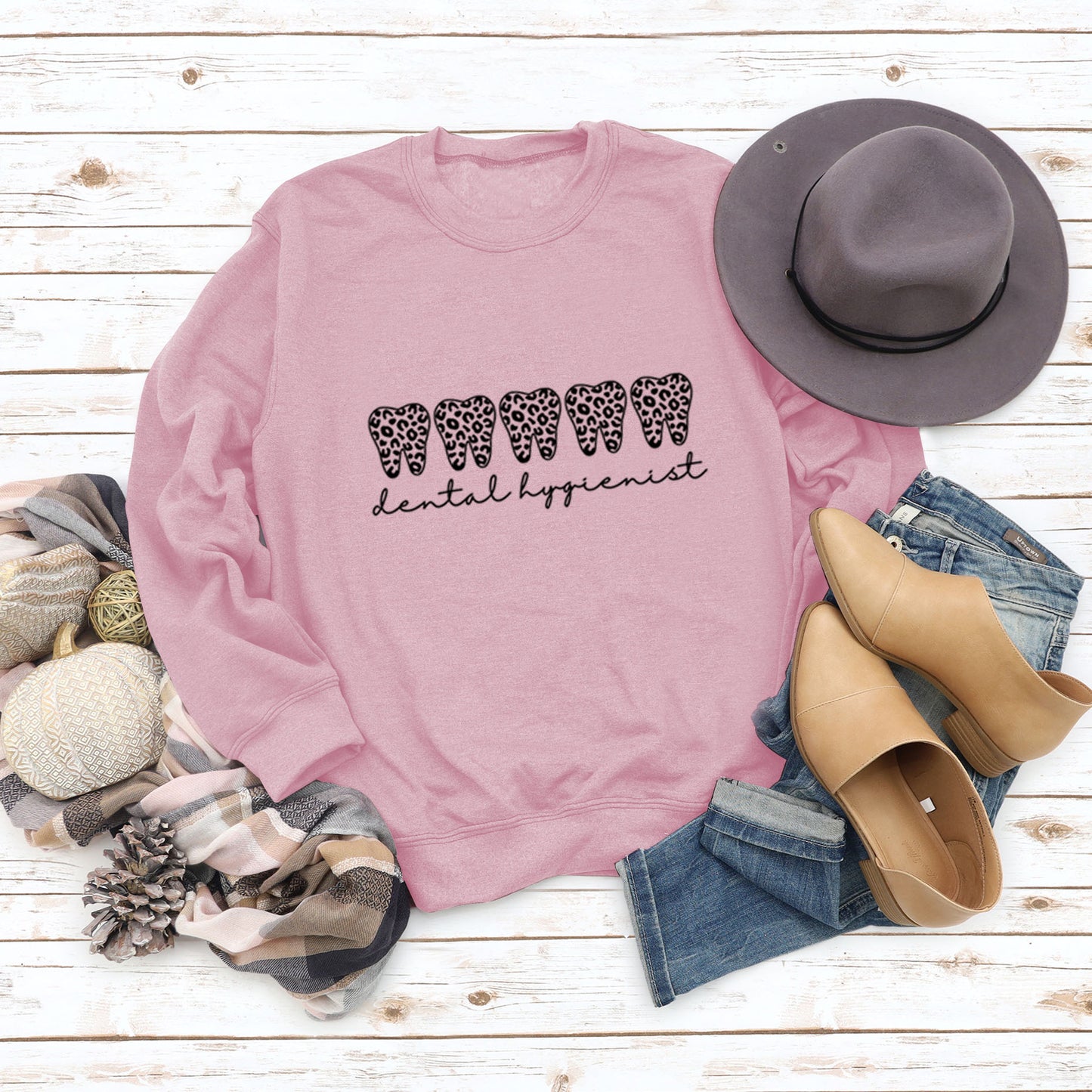 Leopard Print Long Sleeve Crew Neck Sweater