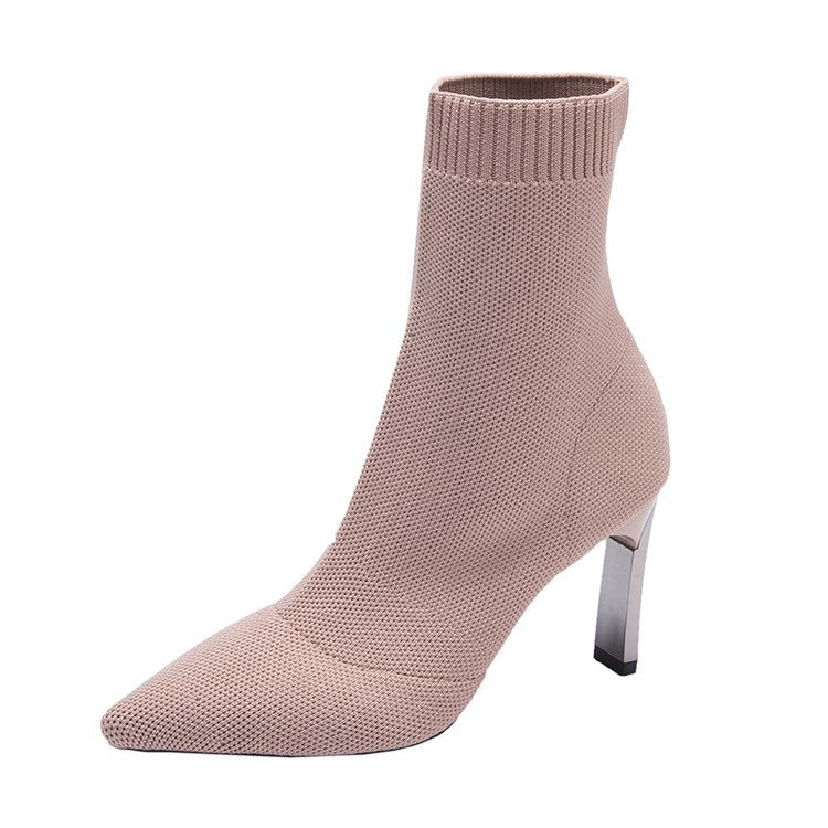 Knitted thick-heeled high-heeled socks