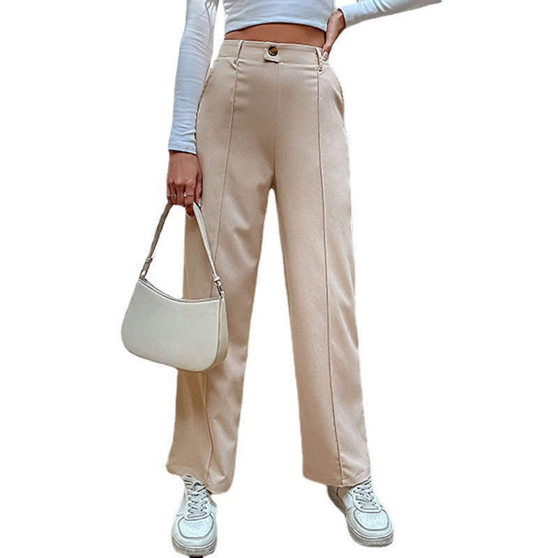 Women's Casual Slacks Splicing Straight-leg Pants